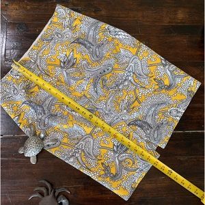 Rich yellow with black and white paisley pencil skirt like new.